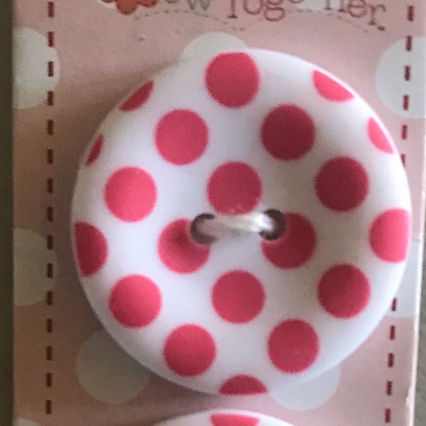 Button / HOT PINK /  Polka dot 1 inch Buttons