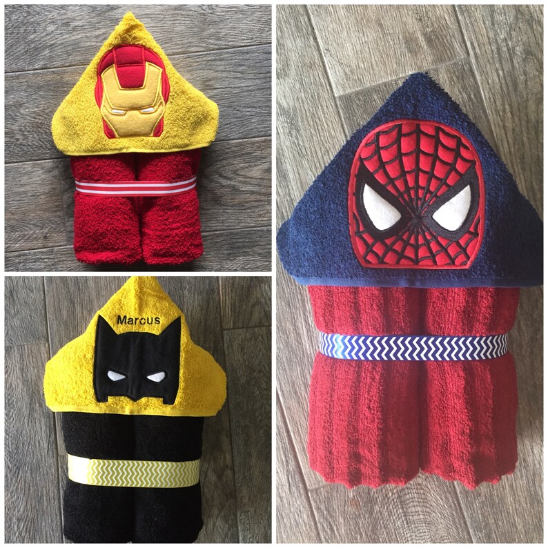 Spiderman Free Personalization Batman Ironman,Swim Towel Embroidered Gift Personalized Superhero Hooded Bath Towel