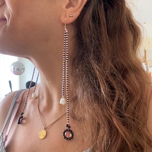 long flower earrings/ Halloween earrings striped earrings