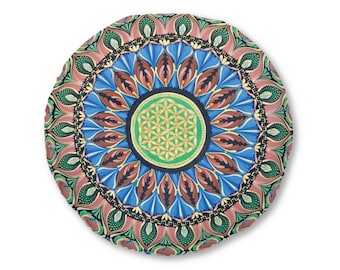 Mandala Tufted Floor Pillow – Round Meditation Cushion, Boho Yoga Seat, Mariana Martinez Art