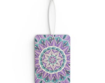 Lila Türkis Mandala-Auto-Lufterfrischer | Floral Geometrischer Duft Anhänger