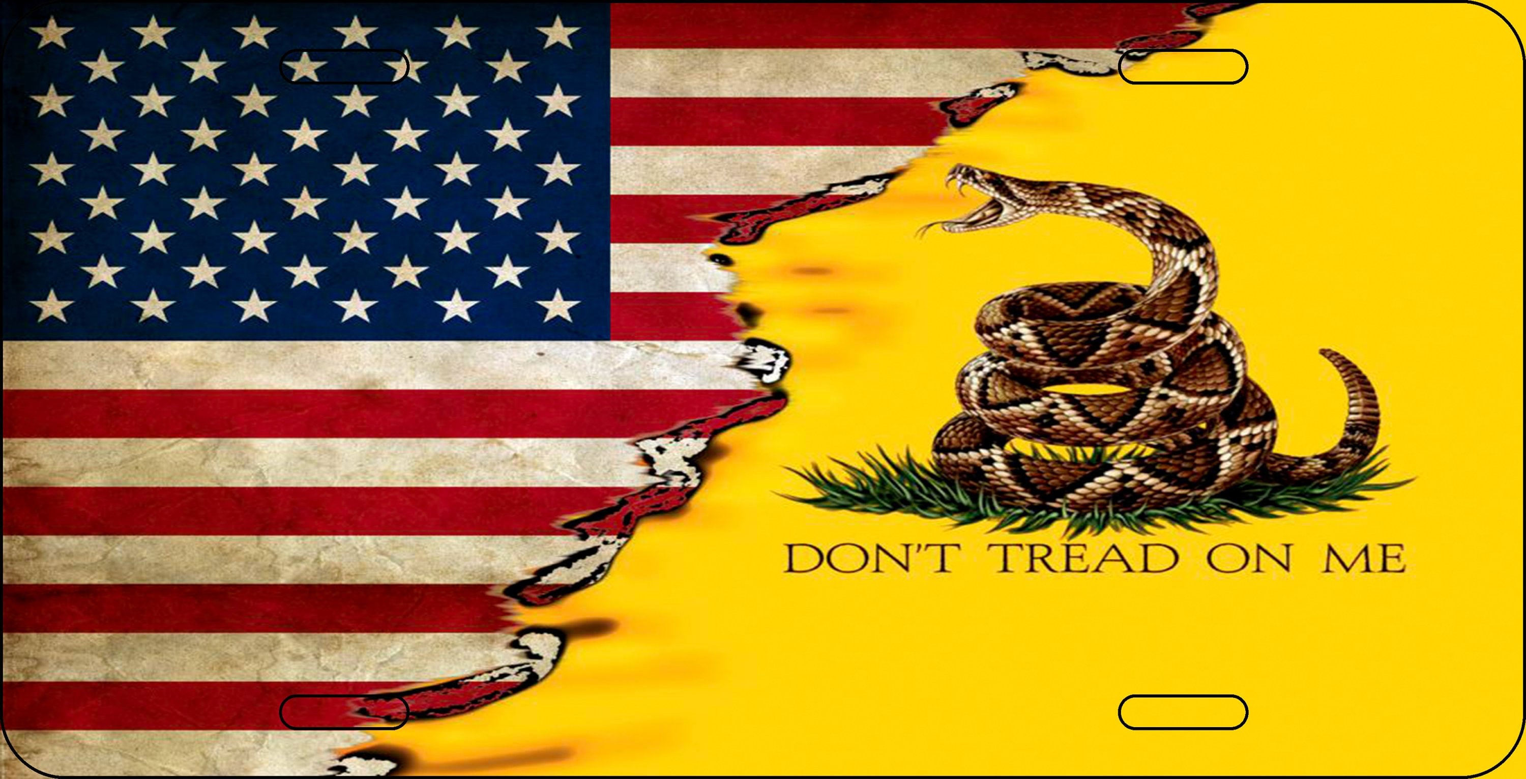 American Flag and Don't Tread On Me License Plate Tagred Etsy