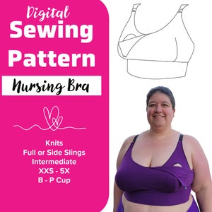 Nursing Mama Bralette PDF Sewing Pattern Bra Making Tutorial with Breastfeeding Mother Access Pregnancy Postpartum