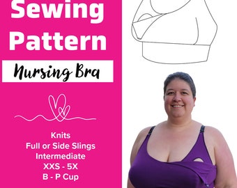 Patrón de costura en PDF para bralette de lactancia materna: Tutorial para hacer un bralette con acceso para madres lactantes, embarazo y posparto.