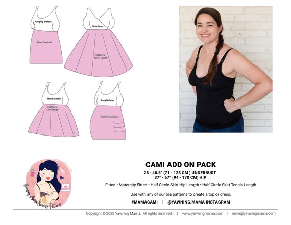 Camisole Add on Pack PDF Sewing Pattern Breastfeeding Nursing Mama Built in  Bra Dress Top Swimsuit Maternity Pregnancy Postpartum 