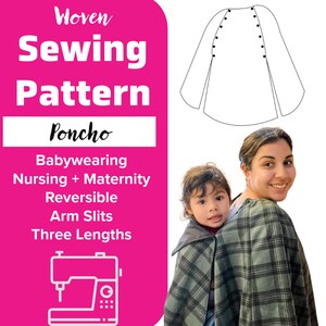 Parenthood Poncho PDF Sewing Pattern for Babywearing Cape Tutorial for Babyshower Gift for Moms and Dads Maternity Postpartum Coat Outerwear