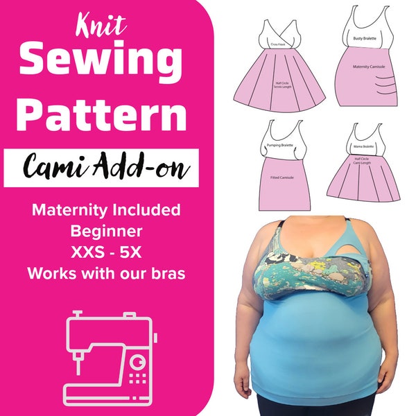 Camisole Add On Pack PDF Sewing Pattern Breastfeeding Nursing Mama Built in Bra Dress Top Swimsuit Maternity Pregnancy Postpartum