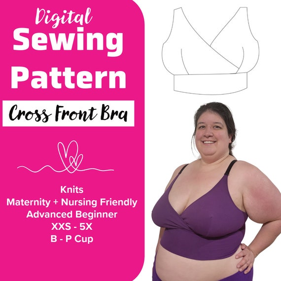 Cross Front Bralette PDF Sewing Pattern Knit Bra Making Tutorial