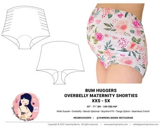 OVERBELLY Maternity Shorties PDF Sewing Pattern Bum Huggers Panties  Pregnancy Underwear Yawning Mama