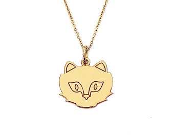 14K 9K Solid Gold Cat Necklace, Pet necklace, Dainty Cat necklace, Personalized pet necklace, Pet jewelry, Pet memorial, Pet Lover Gift