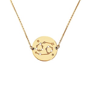 18K 14K 9K Diamant Zodiac Halskette, Konstellation Halskette, Solid Gold Sternzeichen Halskette, Horoskop Halskette, Astrologie Schmuck, Einzigartiges Geschenk