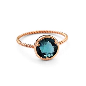 14K London Blue Topaz engagement ring, Solid Gold Blue Gemstone ring, December birthstone ring, Wedding Promise ring, Rose gold topaz ring
