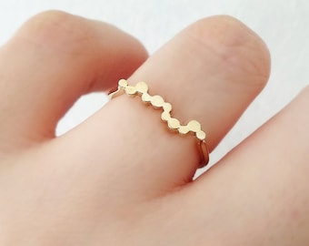 Anillo de oro macizo de 14 quilates y 9 quilates, anillo de oro macizo, anillo de oro delicado para uso diario, anillo minimalista de oro apilable, joyería moderna.