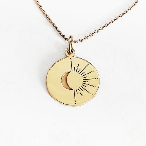 Solid 14k Gold Moon Necklace Simple Minimalist Gold Crescent Etsy