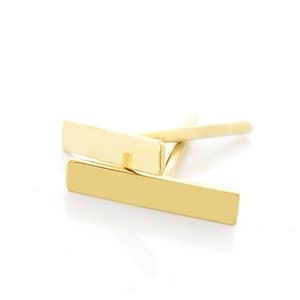 14K Gold T Bar Earrings, 14K Gold Staple Stud Earrings, Tiny 14K gold studs, Minimalist Line Earrings, Mix and match studs, Gold Bar Studs
