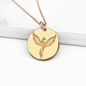 14K 9K Dainty Phoenix Bird necklace, Gold Firebird Necklace, Solid gold Charm necklace,Rebirth Renewal necklace,Minimalist Layering necklace