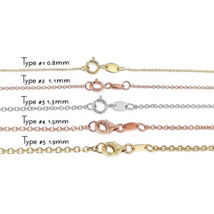 14K 9K Solid Gold Diamond Cut Round Cable Link Chain Necklace, 16&quot; to 22&quot; Inches, 0.8mm to 1.9mm Thick, Real Gold Chain,Men Women Gold Chain