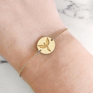 14K 9K Personalized Dainty Phoenix Bird bracelet, Gold Firebird bracelet, Solid gold Minimalist Charm bracelet, Rebirth Renewal jewelry,Gift