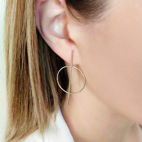 Long Post Stud Earrings Etsy