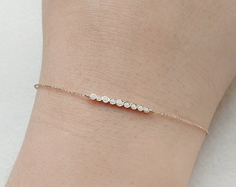 18K 14K 9K Diamond Bezel bracelet, Solid gold diamond bracelet, Dainty Minimalist diamond bracelet, Anniversary Gift, Birthday gift for Her