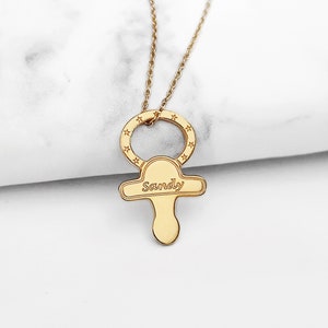 Pacifier Necklace 14K 9K Solid Gold, Personalized Tiny Pacifier Charm Pendant, Baby Pacifier Custom Name, Newborn New mom gift, Shower gift