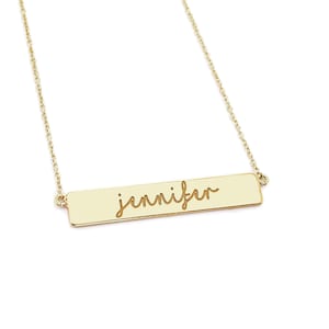 14K Gold Bar Necklace, Personalized Name Bar necklace, Engraved Name Bar Necklace, Dainty Name Necklace, Custom bar necklace, Gift for her