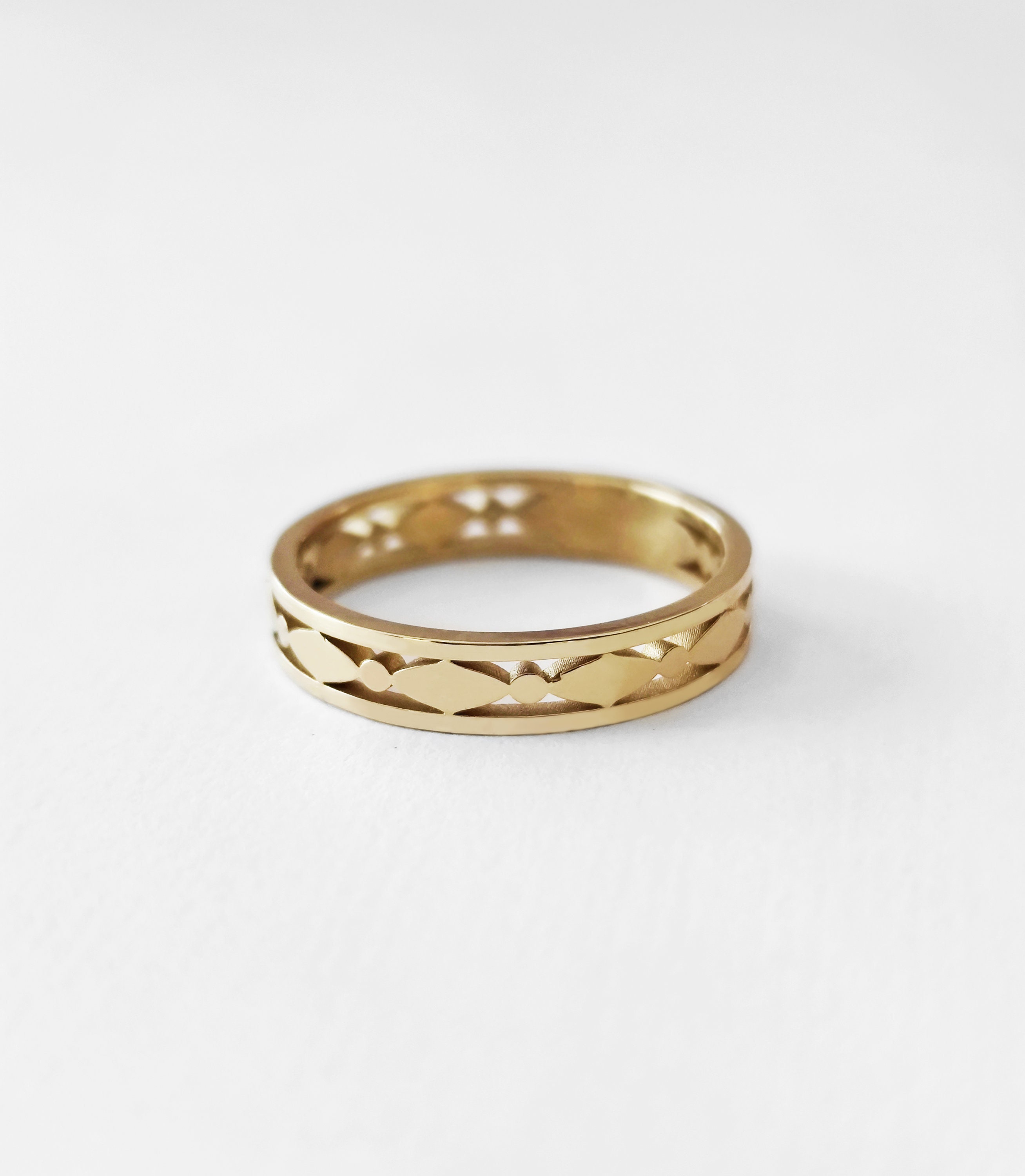 14K 9K Solid Gold Art Deco Wedding Band Art Deco Ring - Etsy Hong Kong