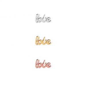 14K Love Earrings, Cursive Love Stud Earrings, Tiny love studs, Small love stud earrings, Tiny solid gold stud earrings, Girlfriend Gift, 9K image 4