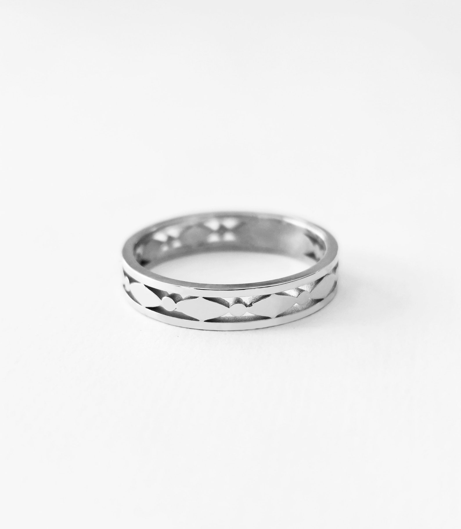 14K 9K Solid Gold Art Deco Wedding Band Art Deco Ring Etsy