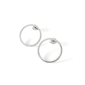 14K Solid Gold Circle Earrings, Circle Stud Earrings, Hoop Studs Posts, Geometric Earrings, Open Circle Studs, Simple Everyday Earrings, 9K image 4
