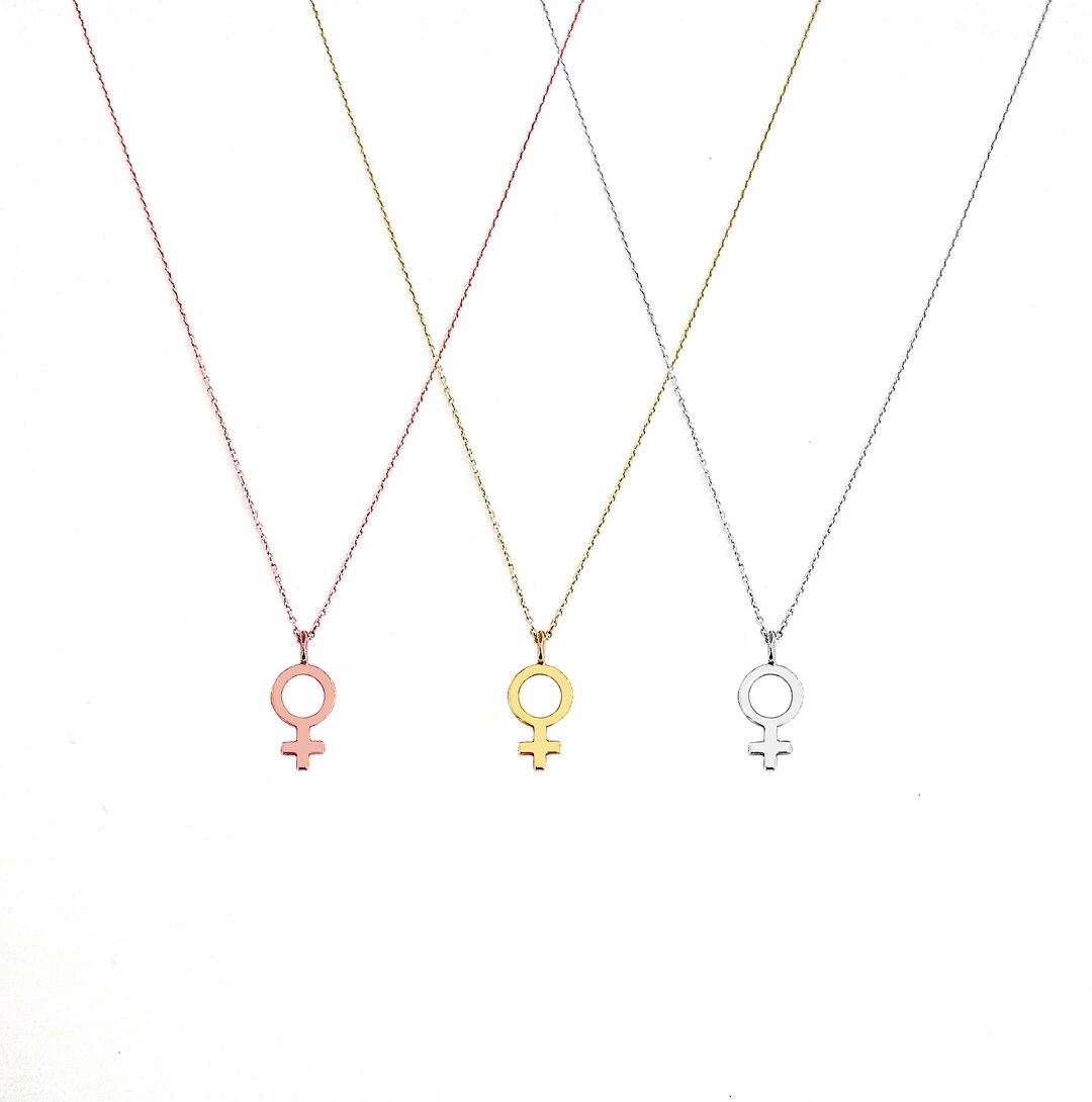 14K Female Symbol Necklace Feminist Necklace Solid Gold Etsy