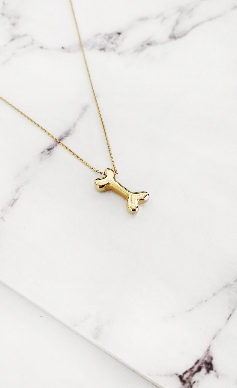 14K 9K Gold Dog Bone Necklace Pet necklace Dog bone charm Etsy