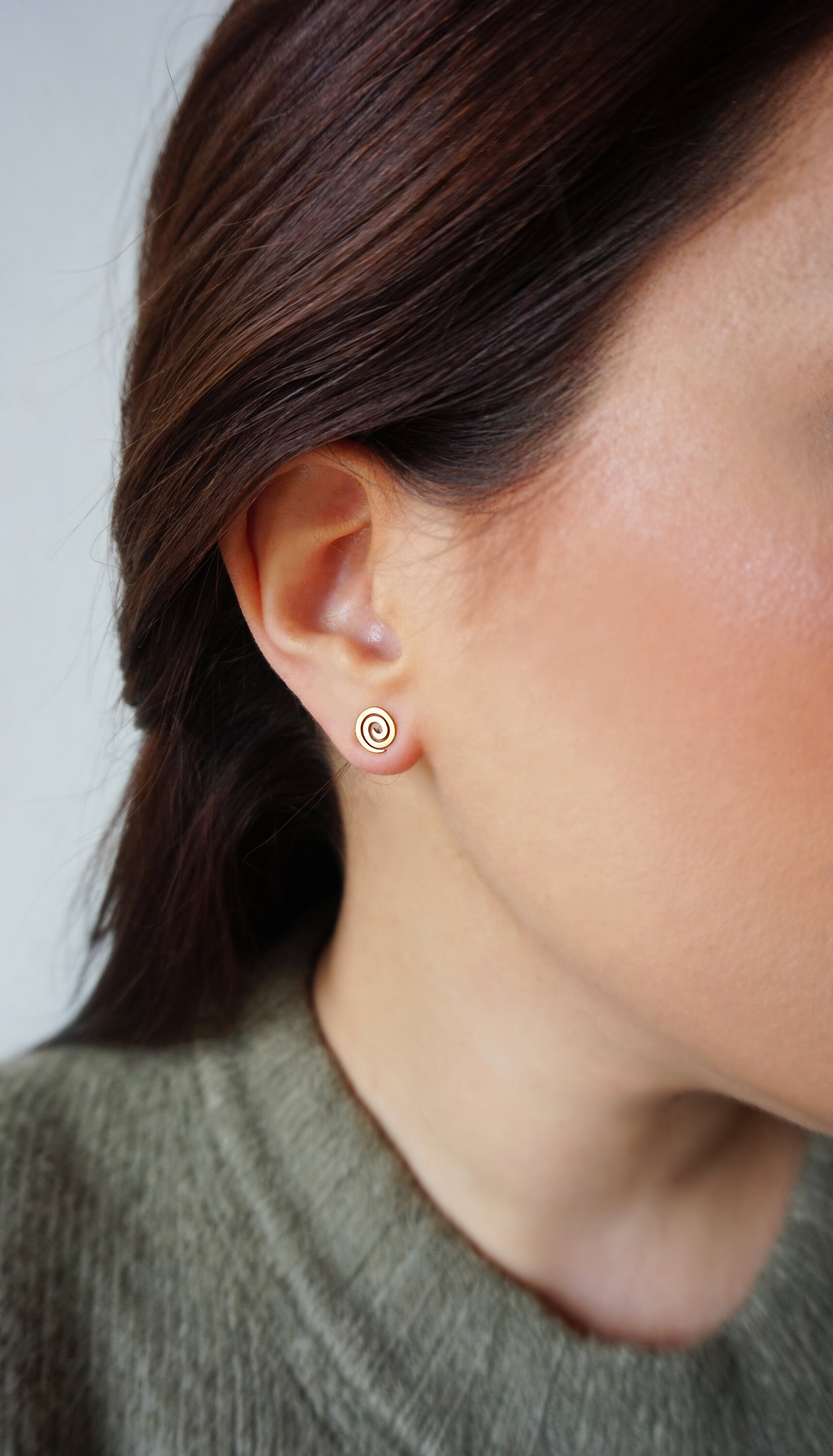 Spiral Gold Plated Stud Earrings main image 1