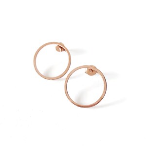 14K Solid Gold Circle Earrings, Circle Stud Earrings, Hoop Studs Posts, Geometric Earrings, Open Circle Studs, Simple Everyday Earrings, 9K image 8