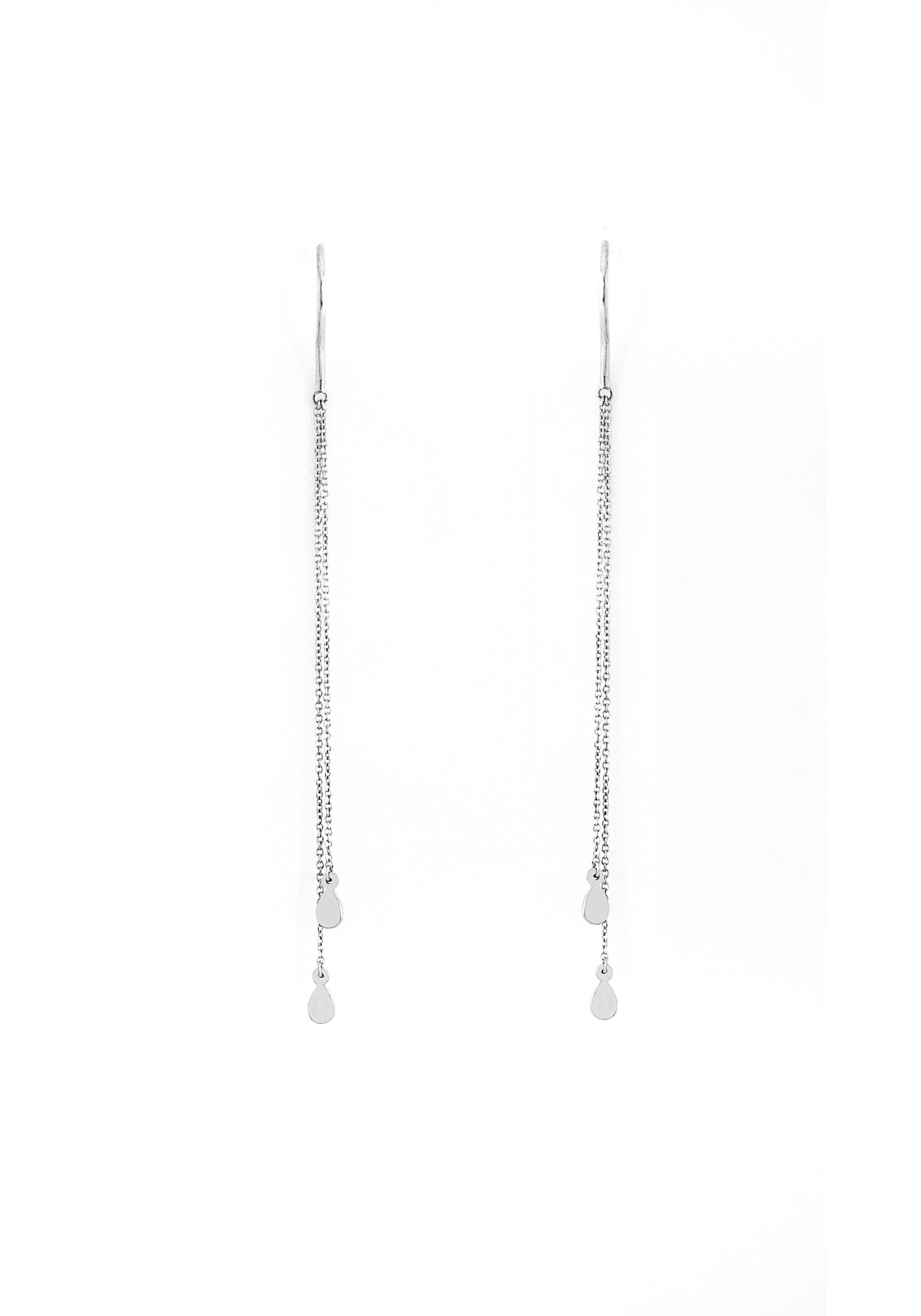 14K 9K Minimalist Long Chain Earrings Long Chain Dangle | Etsy