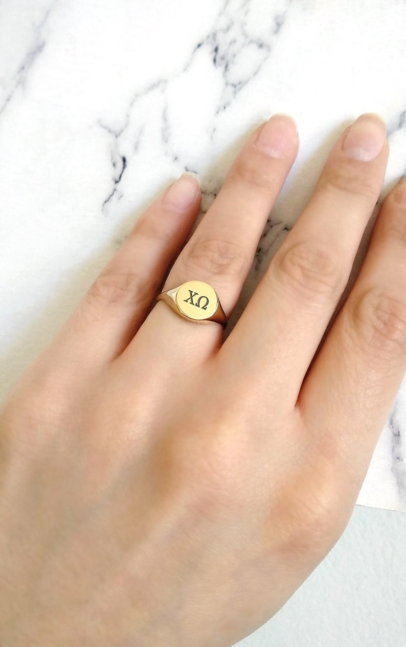 18k 14k Round Signet Ring Solid Gold Signet Ring Gold Pinky Etsy