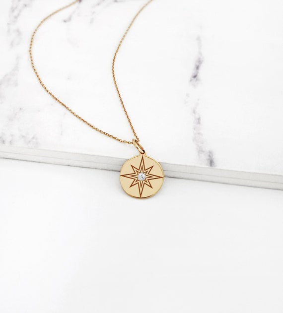 18K 14K 9K ノーススター ダイヤモンドネックレス、ポラリス 