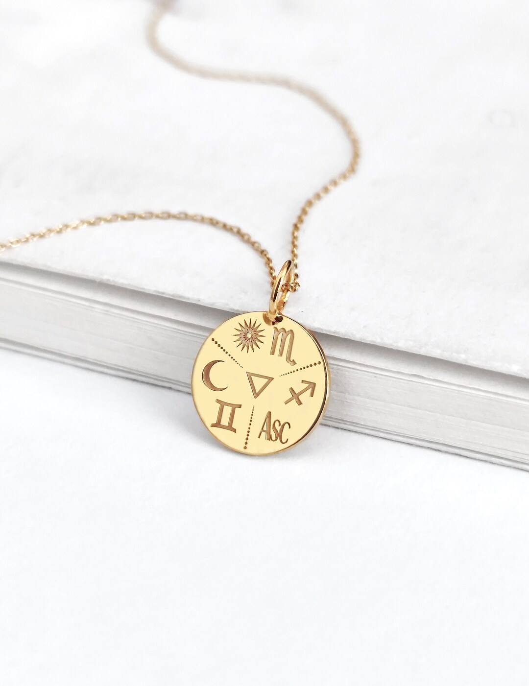 14K 9K Dainty Personalized Zodiac Signs Pendant Necklace Sun - Etsy