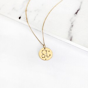 Collana Zodiacale 14K Oro: Ciondolo Segno Zodiacale Con Biglietto Data Di Nascita