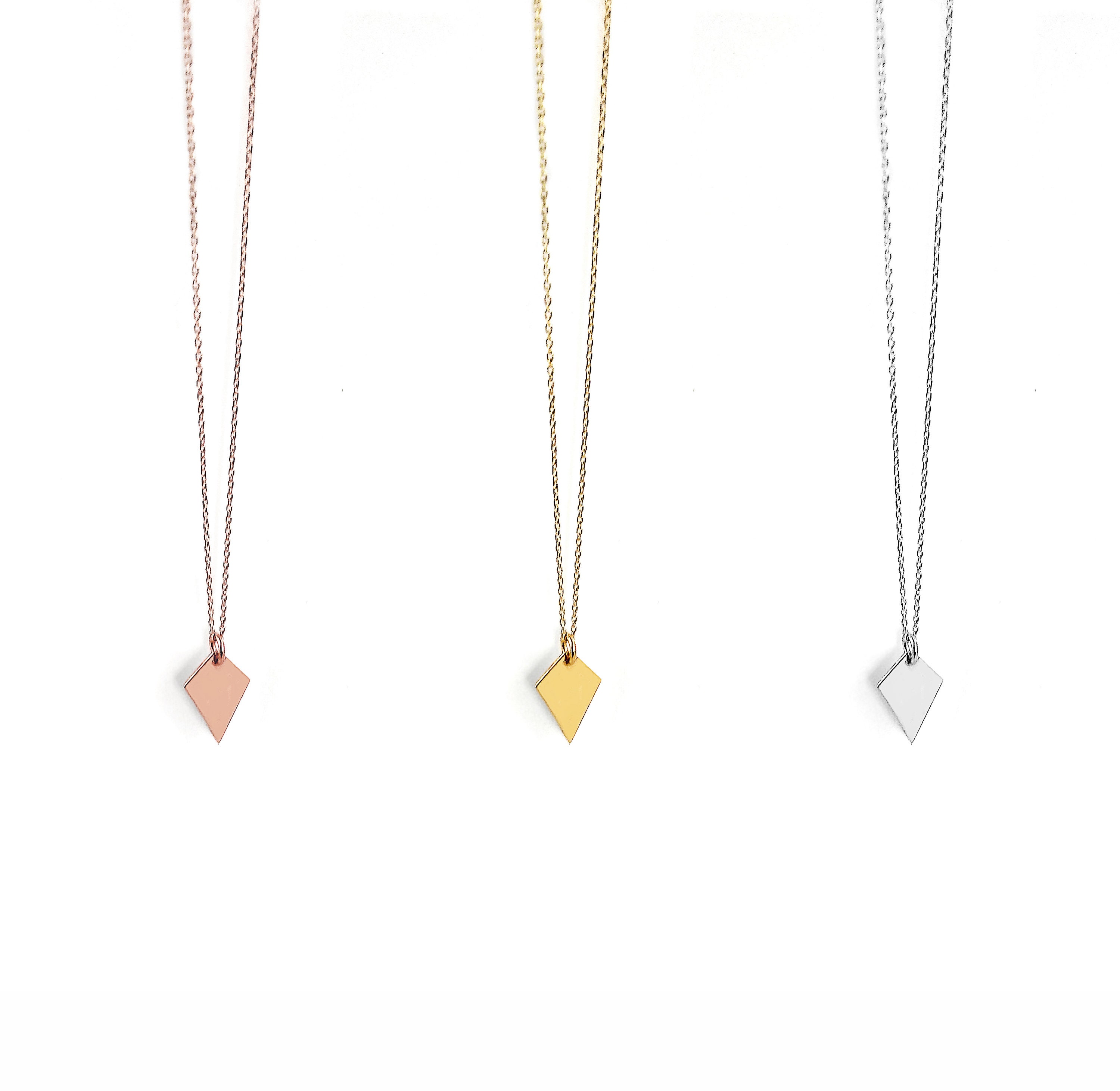 14K 9K Rhombus Diamond Necklace Dainty Minimalist Gold Etsy