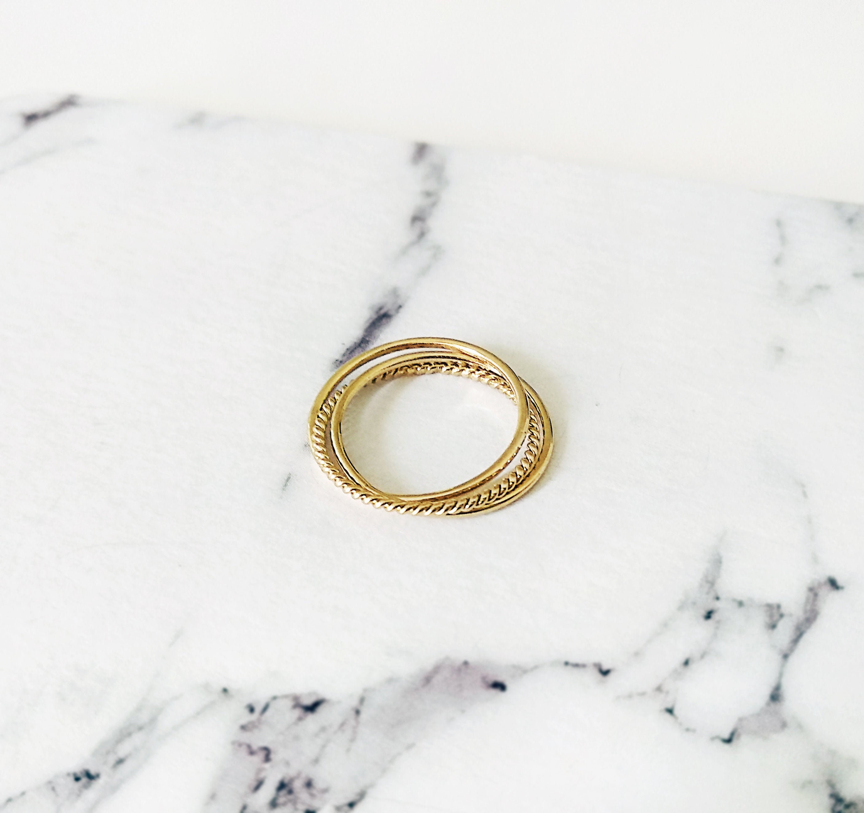 14K 9K Triple Interlocking Ring Solid Gold Ring Russian - Etsy