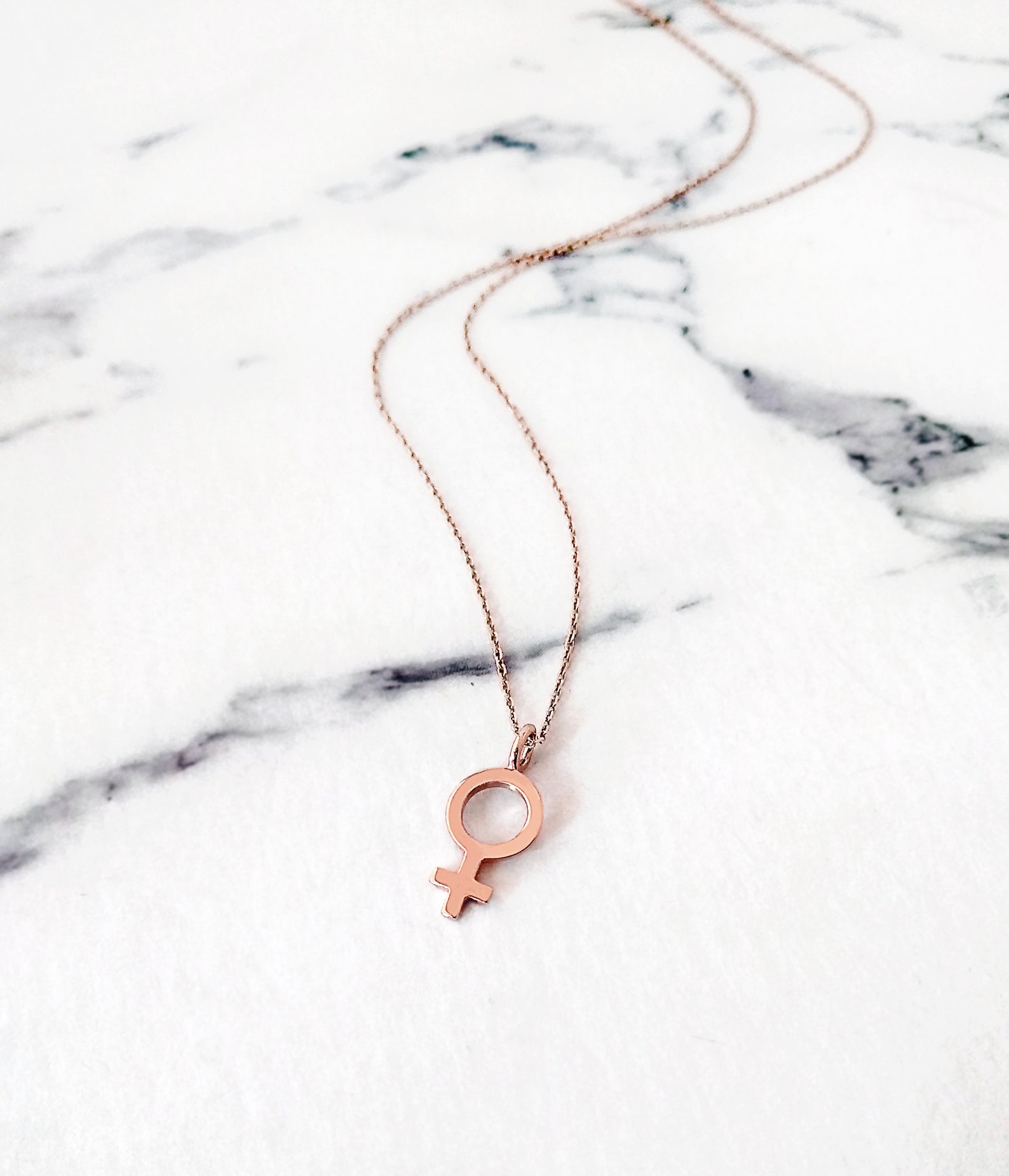 14K Female Symbol Necklace Feminist Necklace Solid Gold Etsy