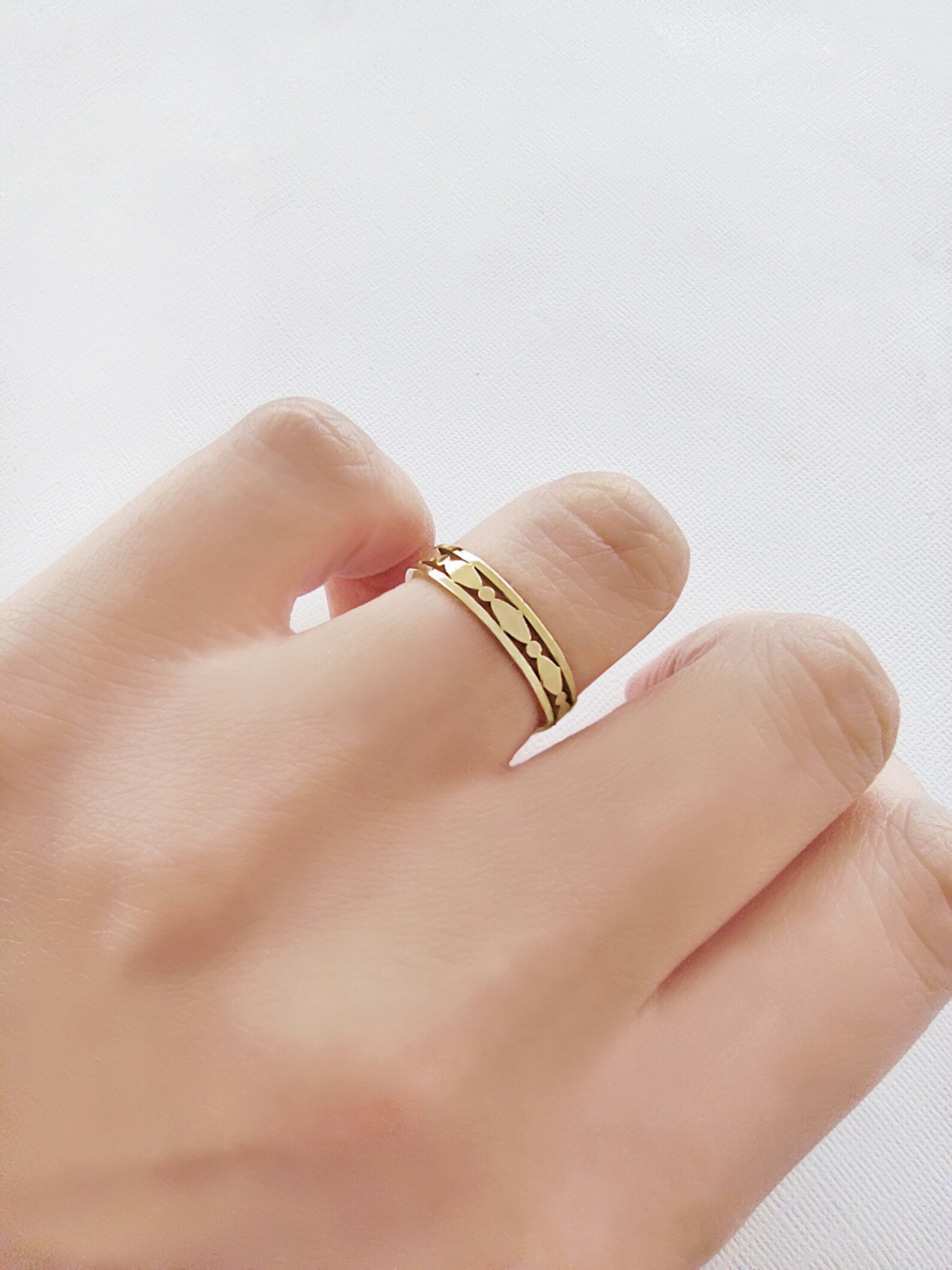 14K 9K Solid Gold Art Deco Wedding Band Art Deco Ring Etsy