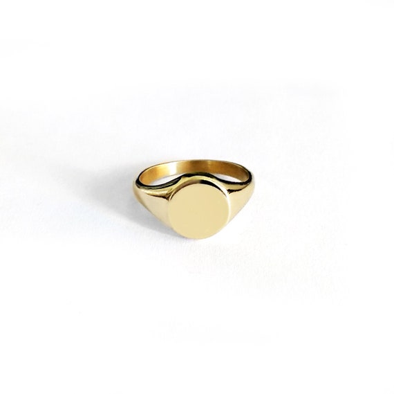 18K 14K 9K Round Signet Ring Solid Gold Signet Ring Gold Pinky