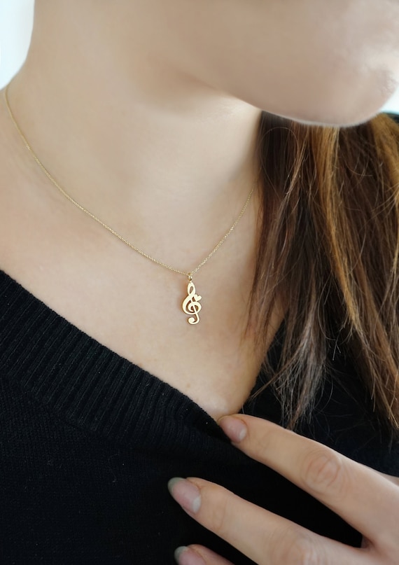 14K Gold Music Note Necklace Treble Clef Charm Necklace Dainty Music Note Necklace Solid Gold Necklace Musician Gift Music Lover Gift Etsy Canada