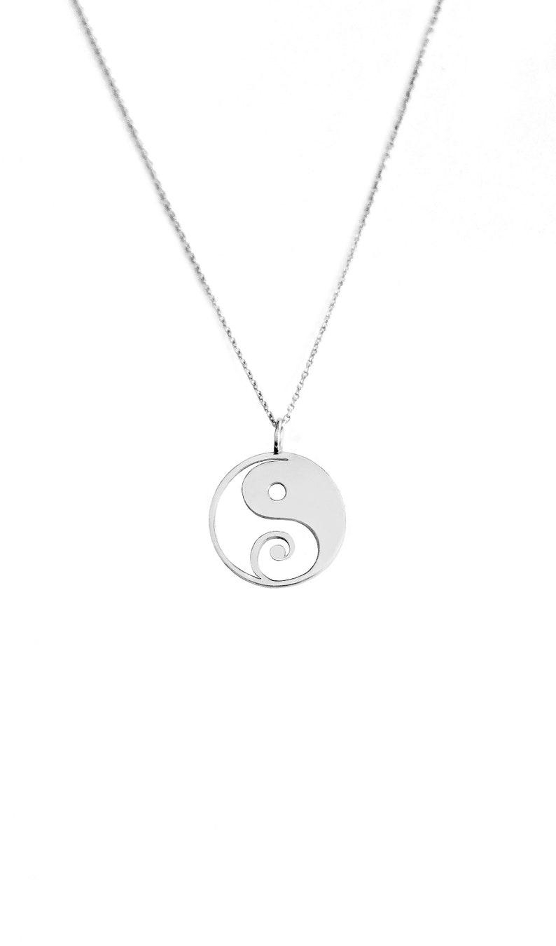 14K 9K Yin Yang necklace, Yin Yang Charm Pendant, Solid Gold Minimalist Necklace, Dainty Layering Necklace, Delicate Coin Disc Necklace image 6