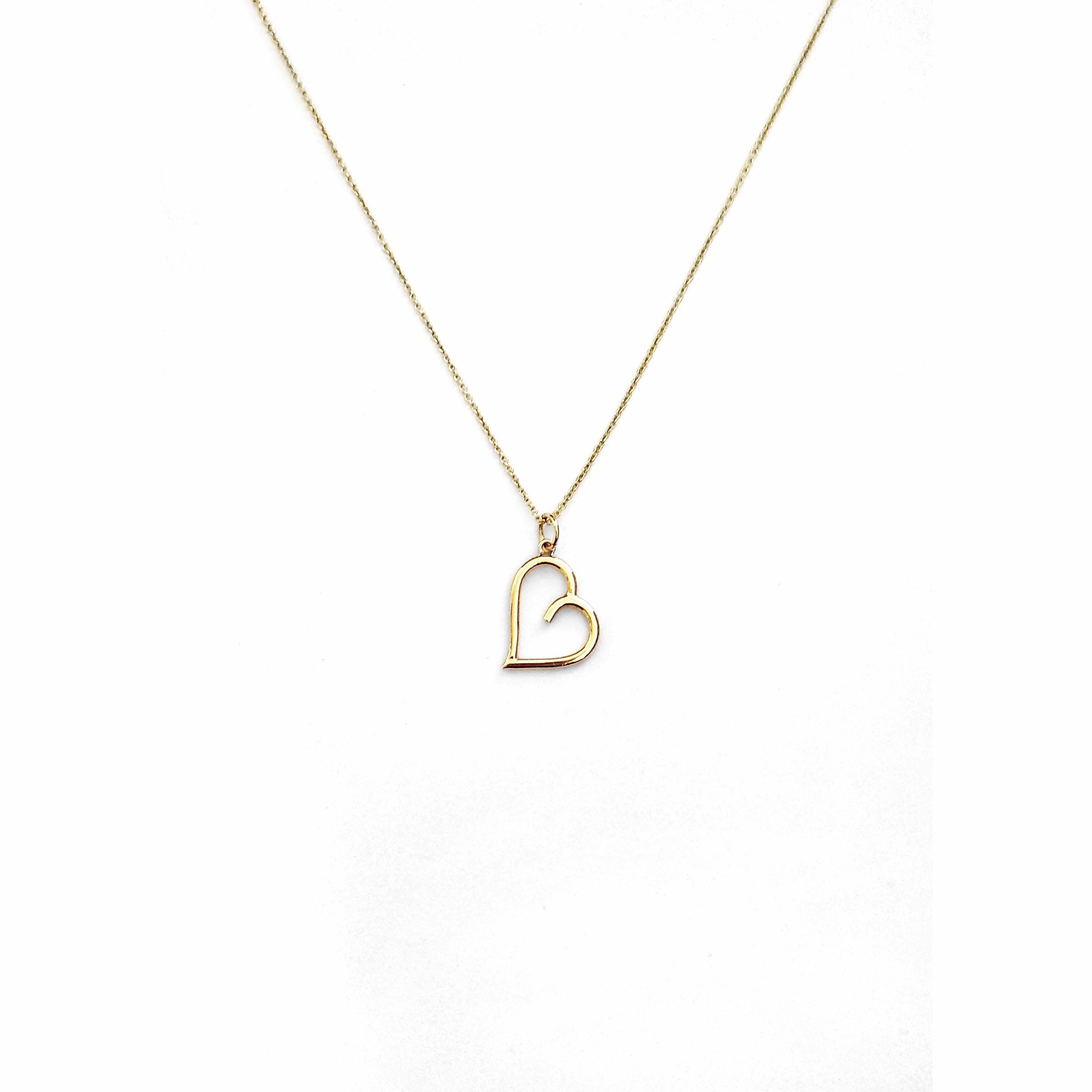 【14K】(14金) unbalance open Heart Necklace ハートネックレス 14K】(14金) Mini Heart Necklace ハートネックレス☆送関税込