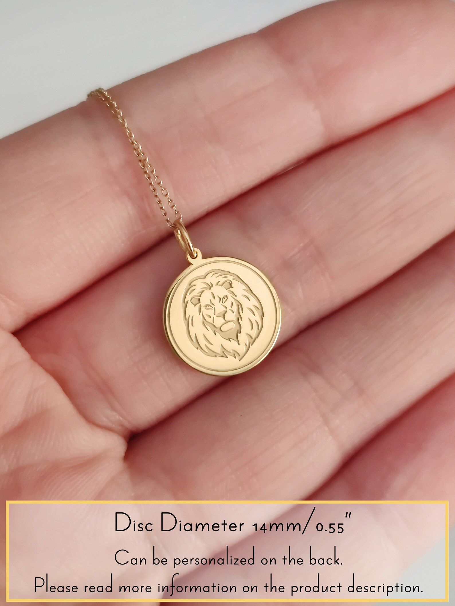 14K 9K Solid Gold Lion Necklace Lion Head Pendant Leo Sign Etsy