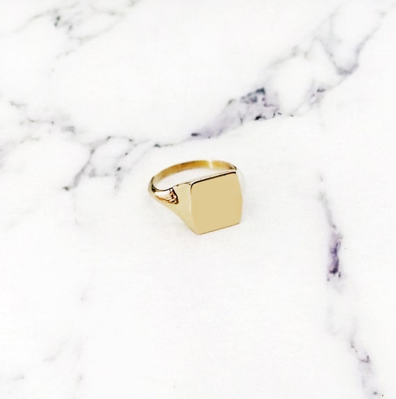 9K 14K 18K Cushion Signet Ring Solid Gold Signet Ring Gold - Etsy
