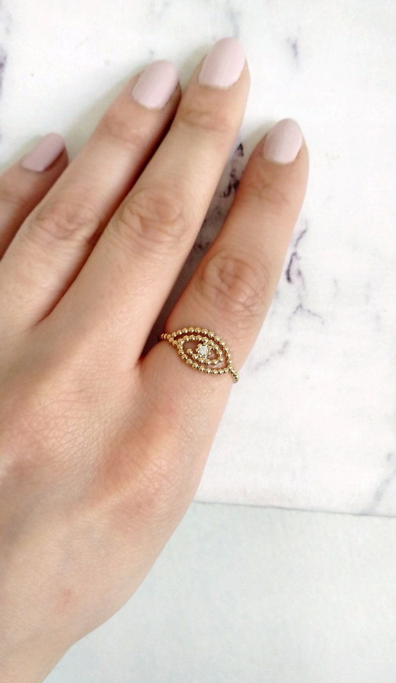 Evil Eye Ring 14K Evil Eye Diamond Ring Protection Ring - Etsy